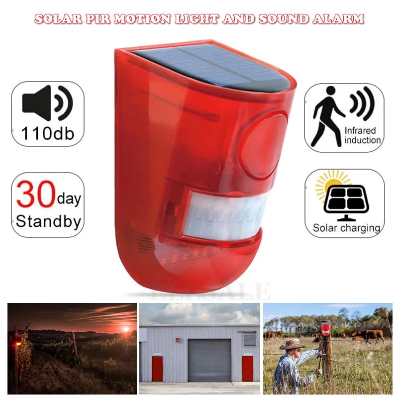 Home Security Siren - Luce di Allarme Solare Impermeabile con