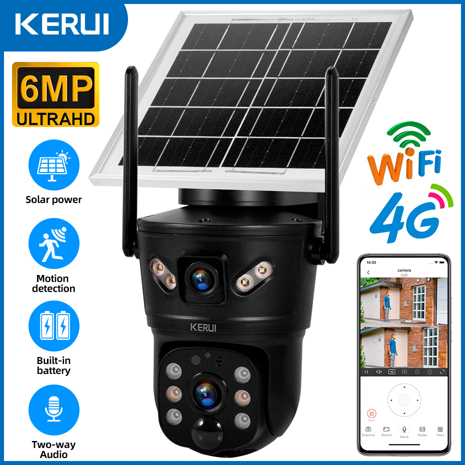 Home Security Panel - KERUI Outdoor 6MP Telecamera Solare 4G